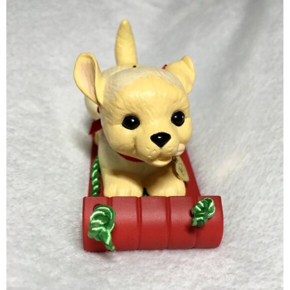 1993 Hallmark Keepsake Puppy Love Christmas Ornament #3 Golden Retriever on Sled - Picture 3 of 5